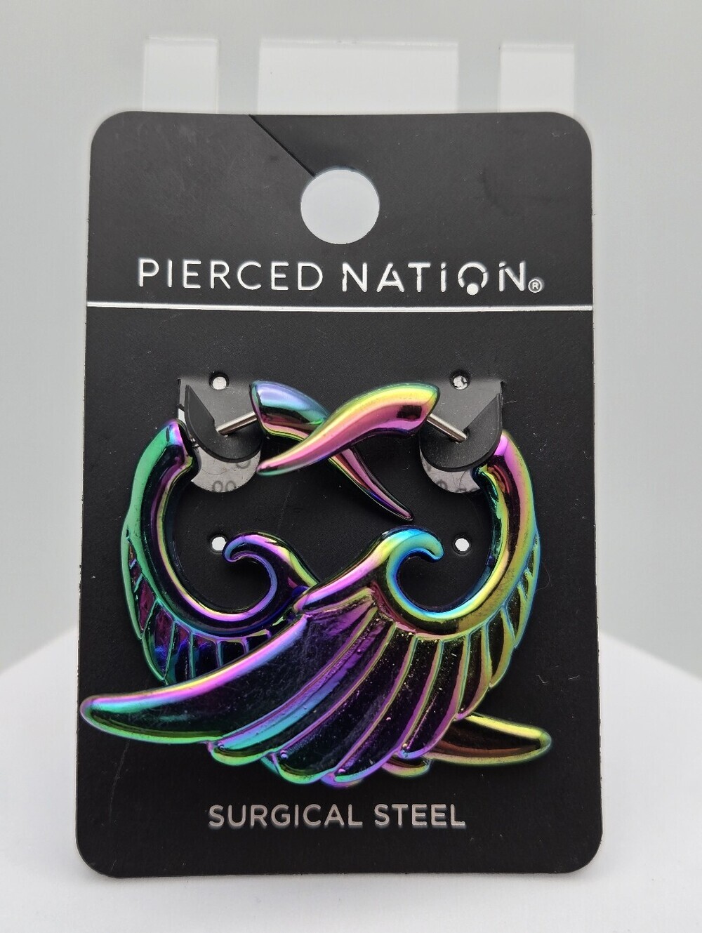 Pierced Nation Rainbow Angel Wing Hanging Tapers Surgical Steel New Pair